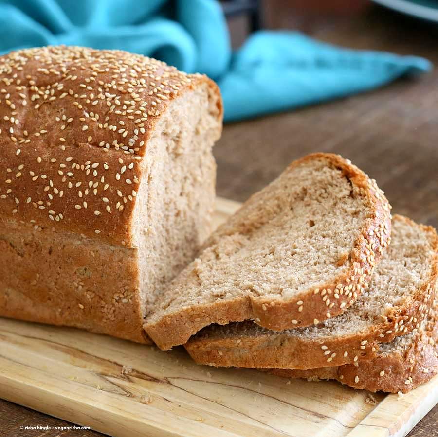 Whole Wheat Bread Slices on Wood