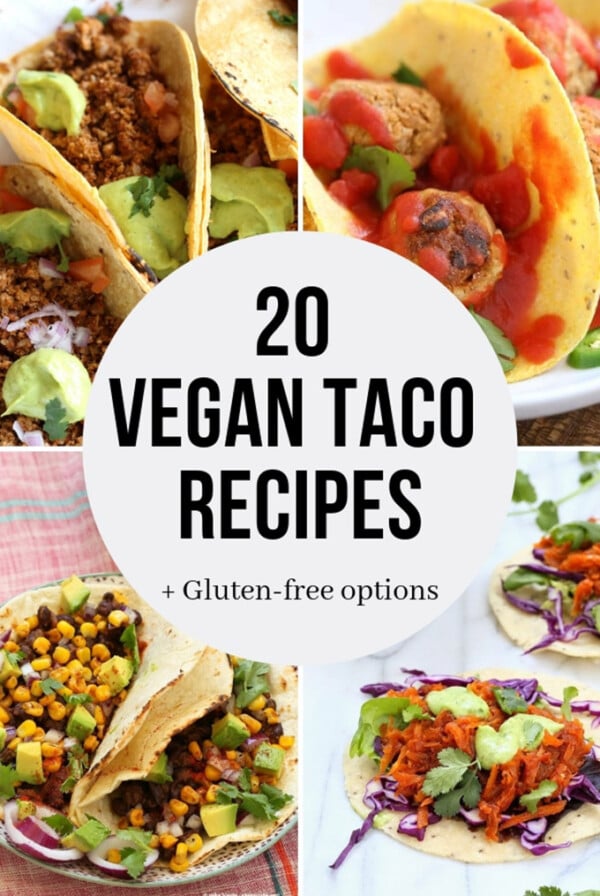 20 Drool-Worthy Vegan Taco Recipes with Beans, Lentils, Cauliflower, Veggies, Jackfruit, Mushrooms, squash, chickpeas. Spicy, Smoky, Tangy, Crispy, many flavors! Glutenfree Soyfree Options. No Fake Meats! #VeganTacos #VeganRicha