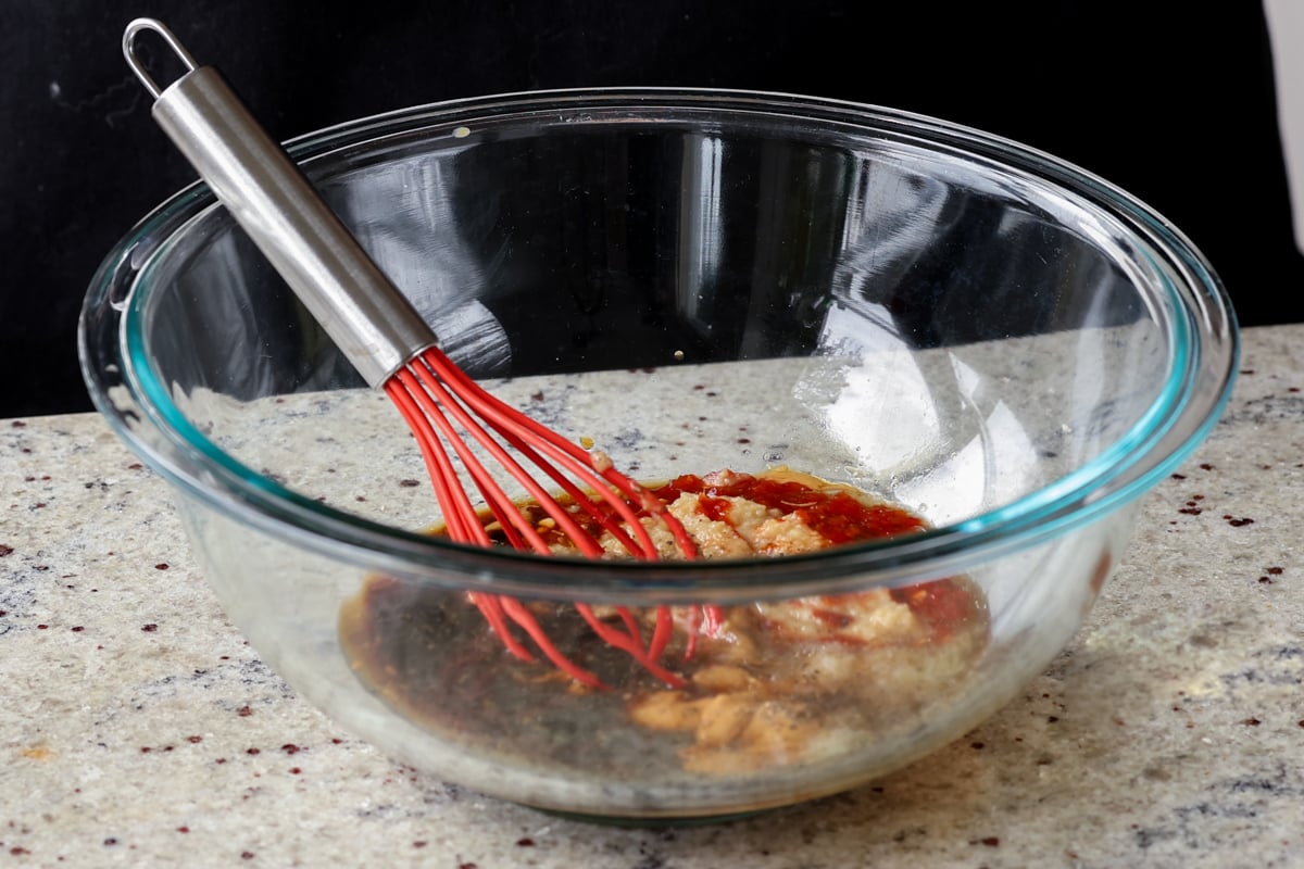 peanut sauce in the bowl before mixing