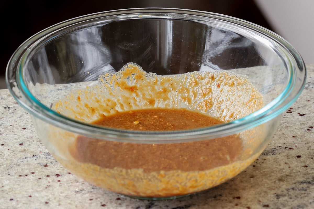 peanut sauce in the bowl after mixing