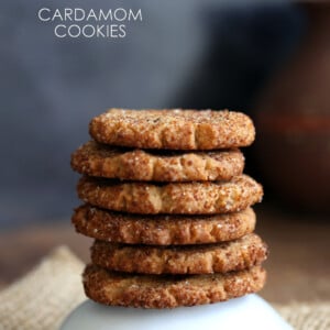 Easy Vegan Cardamom Cookies. These soft cookies are a cross between cardamom shortbread and snickerdoodles. #Vegan #Soyfree Recipe. #Glutenfree option.