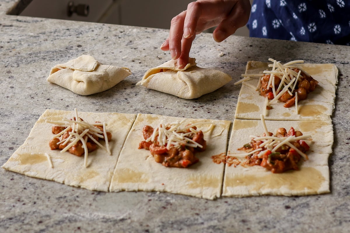 closing the puff pastry pouch