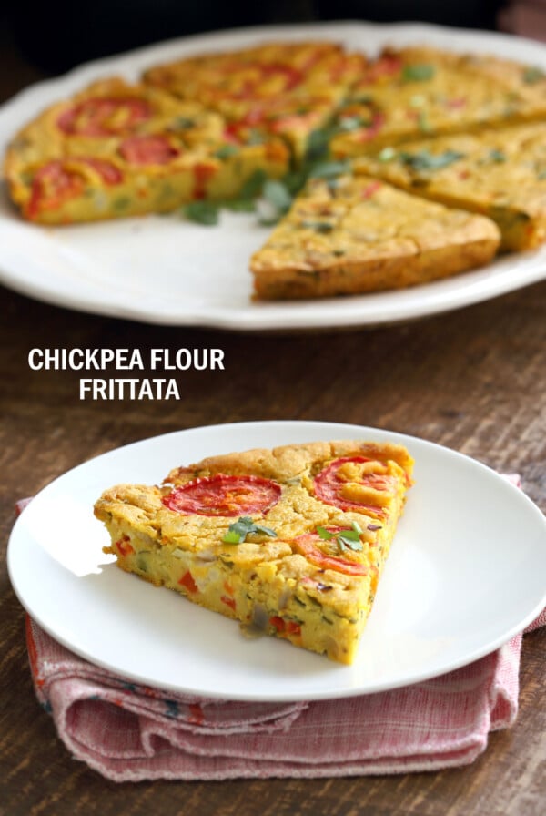 Chickpea Flour Frittata - Eggless Vegan Frittata Recipe. This Chickpea flour frittata is filling, easy and delicious. Use the batter to make pancakes, crepes, crustless quiche. #Vegan #Glutenfree #Soyfree #Nutfree #Recipe #veganrichaChickpea Flour Frittata - Eggless Vegan Frittata Recipe. This Chickpea flour frittata is filling, easy and delicious. Use the batter to make pancakes, crepes, crustless quiche. #Vegan #Glutenfree #Soyfree #Nutfree #Recipe #veganricha