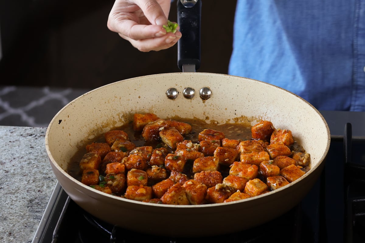 sauce ingredients mixed together in the pan