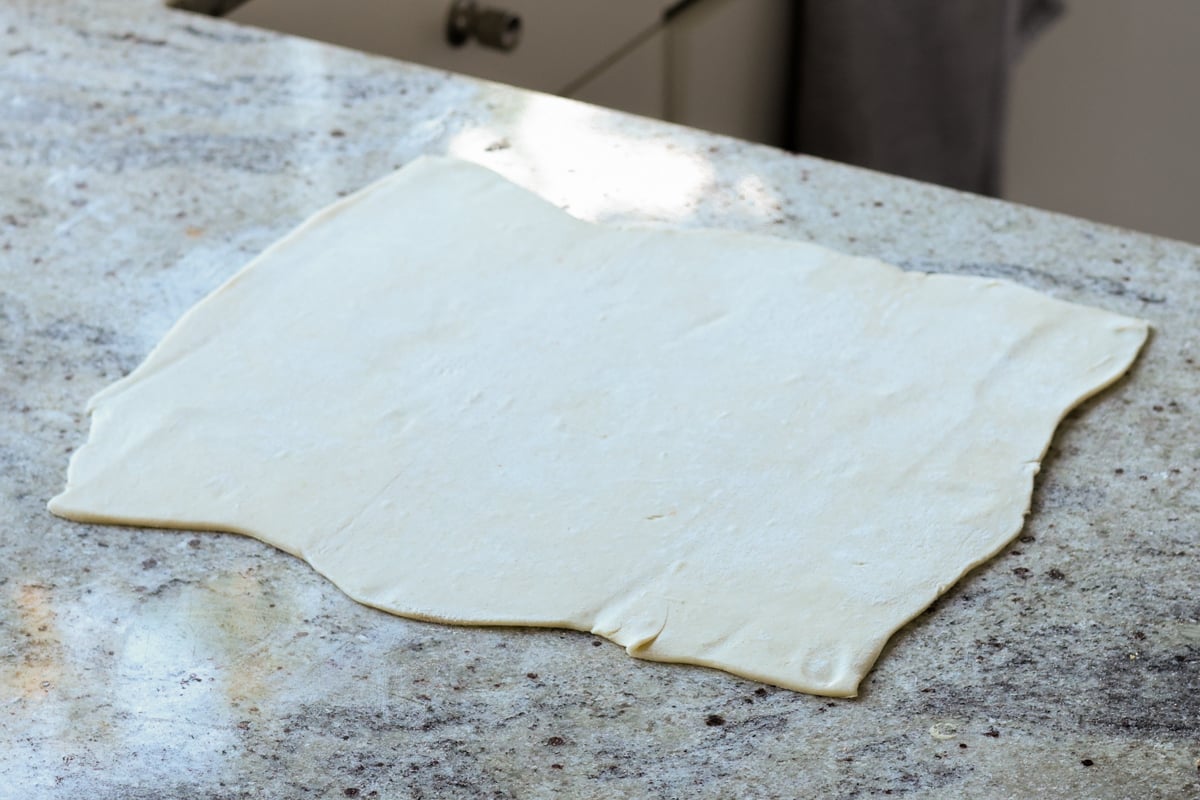 rolled out puff pastry sheet