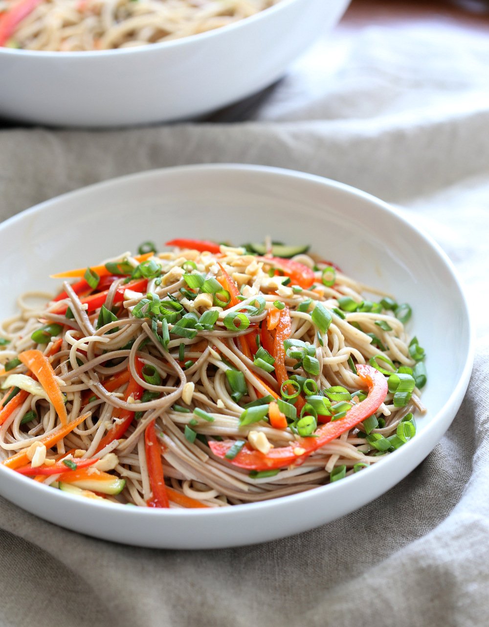 Our Cold Soba Noodle Salad Bowl in white bowl