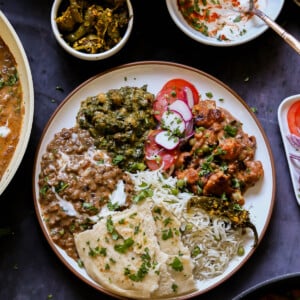 plateful of food from the diwali party menu