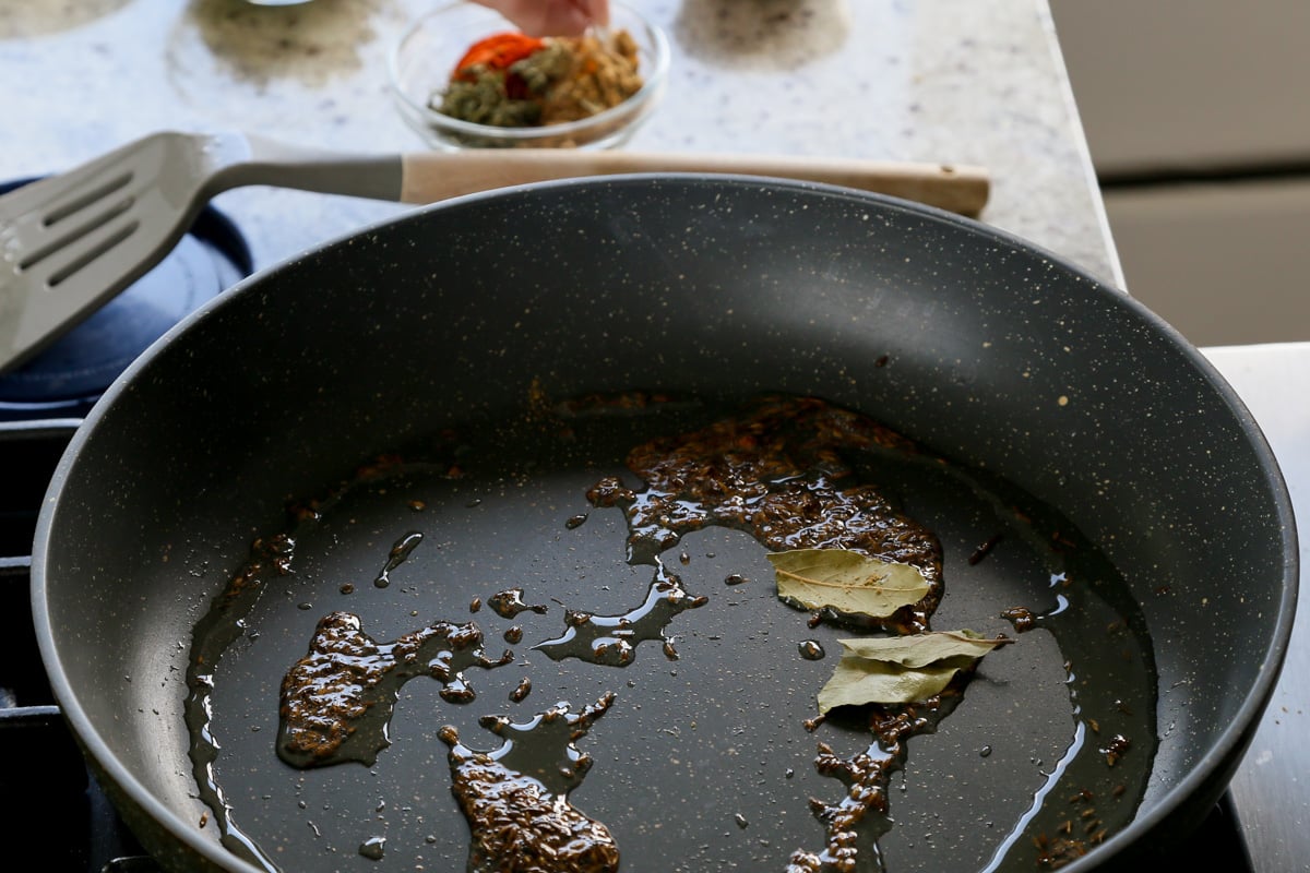 toasting whole spices in the pan