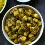 peanut sesame potatoes in a serving bowl