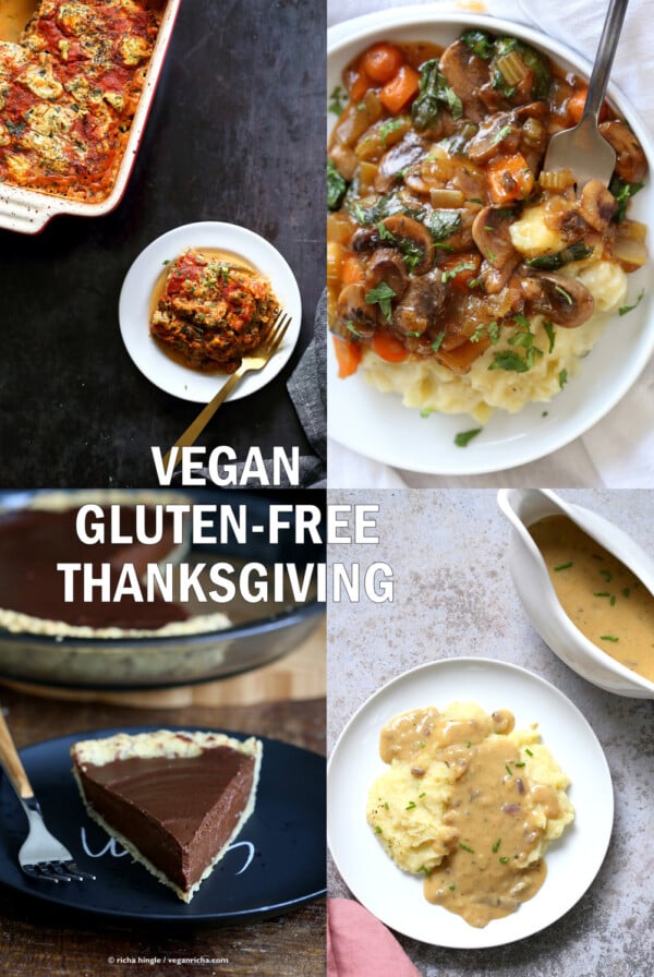 Collage of Vegan Gluten-free Thanksgiving Recipes from VeganRicha.com