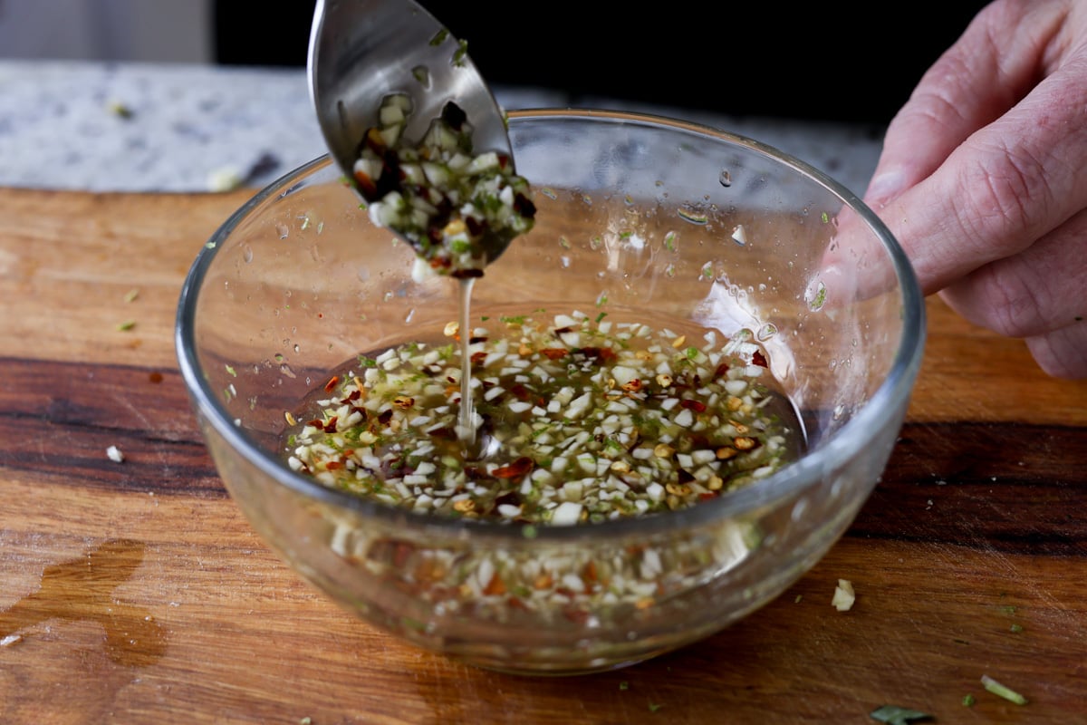 mixing up the dressing