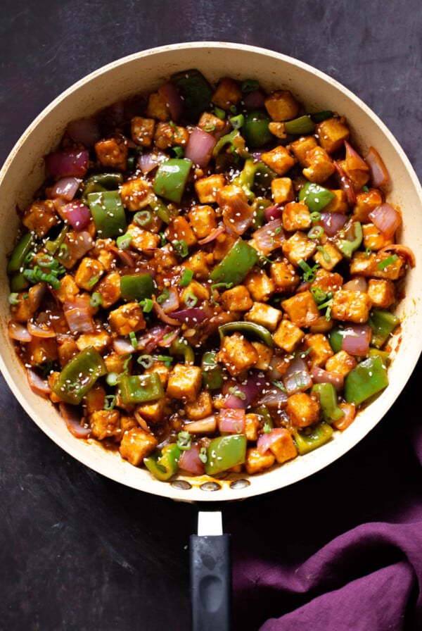 pan of honey chilli tofu