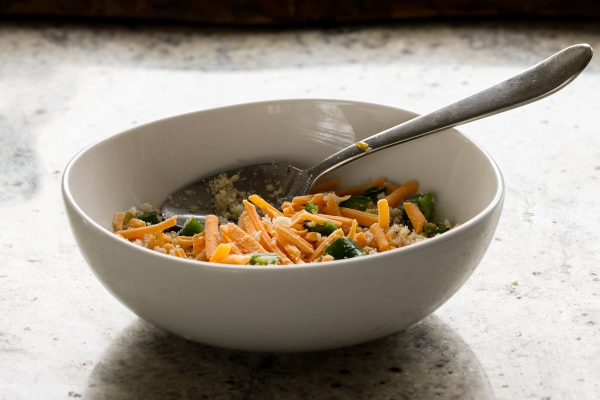 topping ingredients in the bowl after mixing