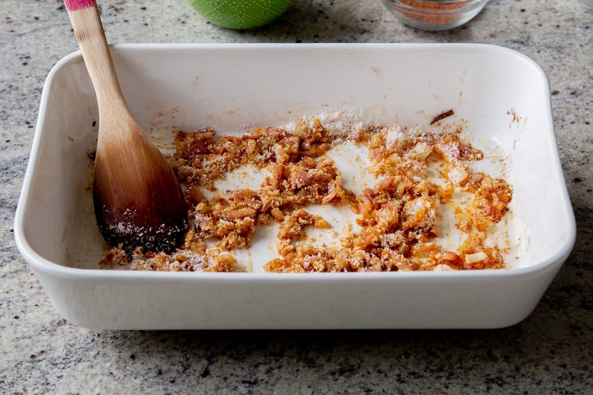 coconut stirred into the onion mixture