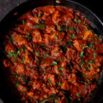 kosha mangsho in the pan