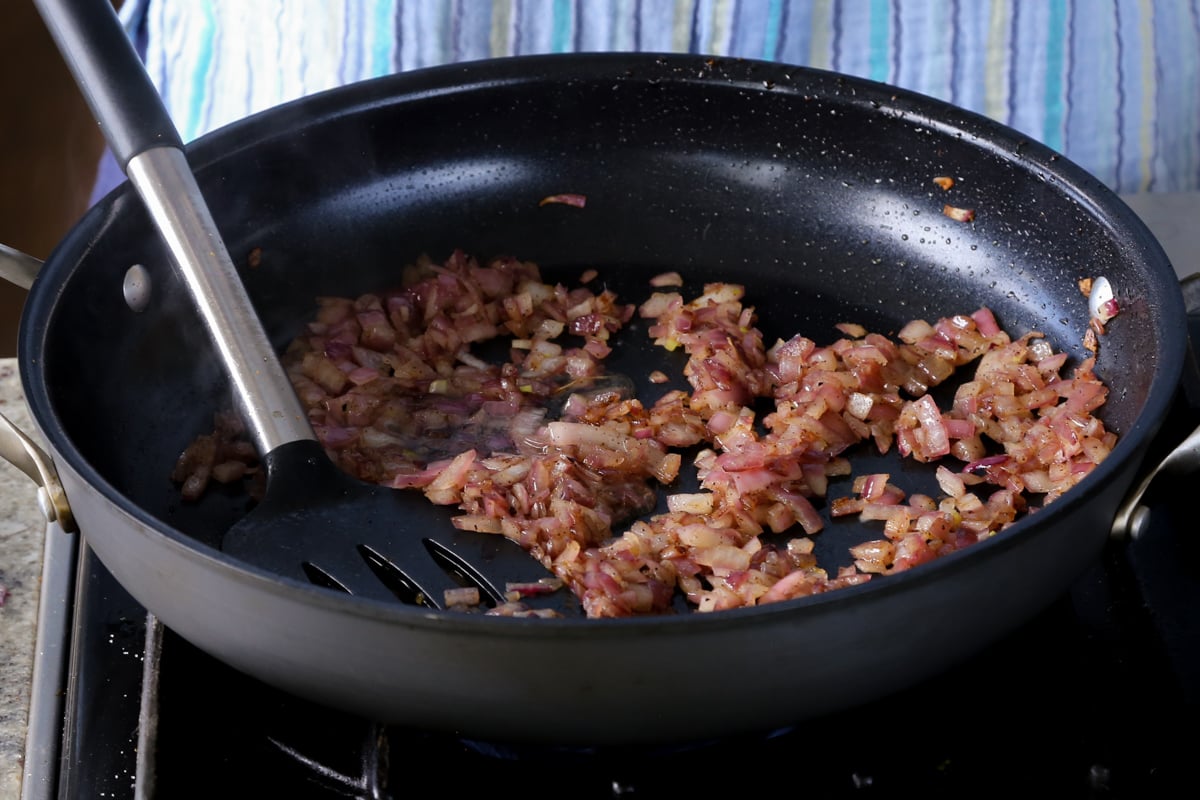 onions in the pan after cooking