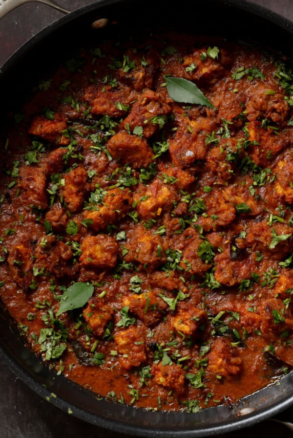 Madurai Chicken Curry in the pan after cooking