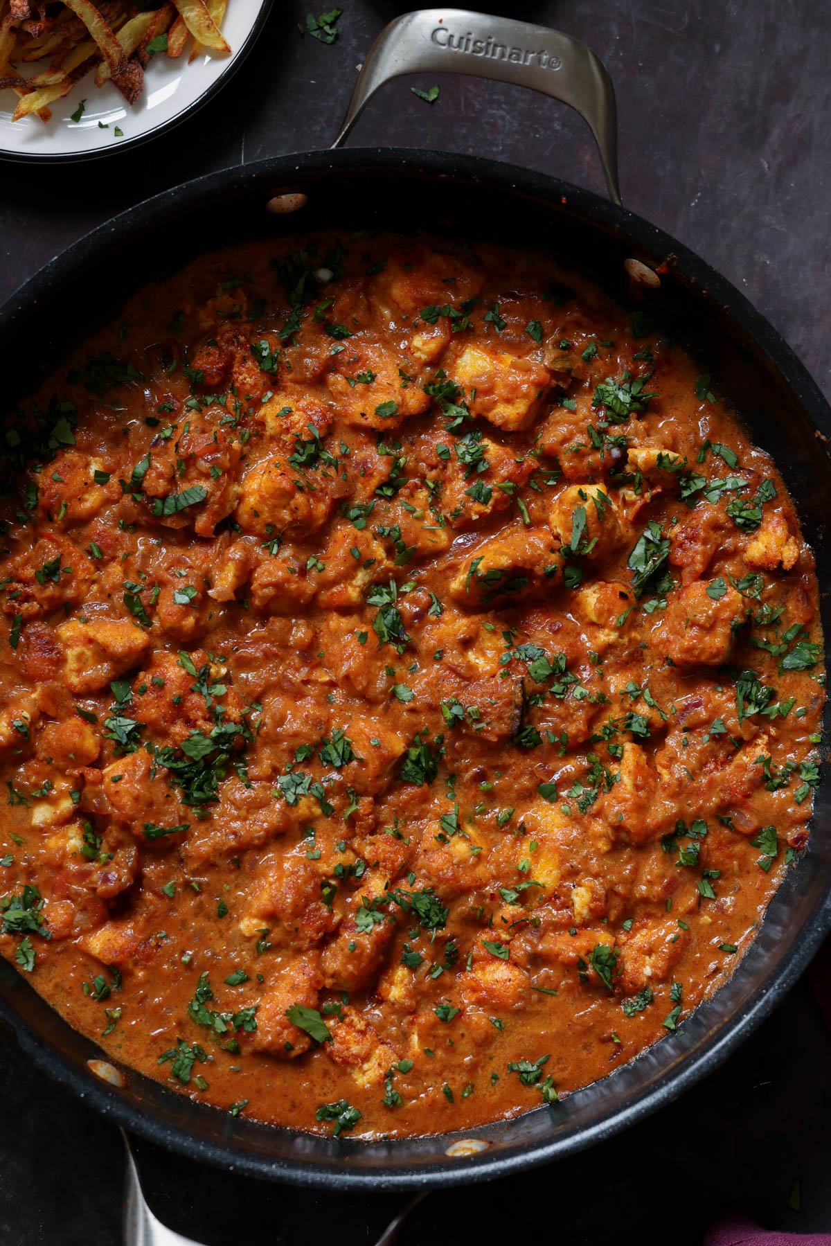 Salli boti in a pan after cooking