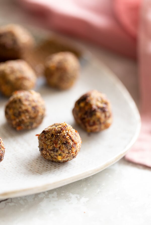 pizza snack bites on a white plate