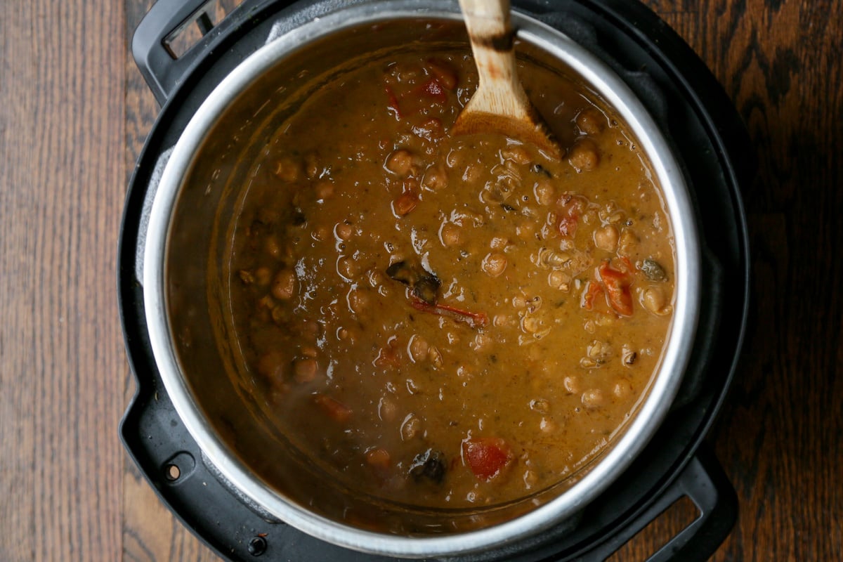 Punjabi chole in the Instant Pot after boiling