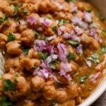 close-up of Punjabi chole in a bowl