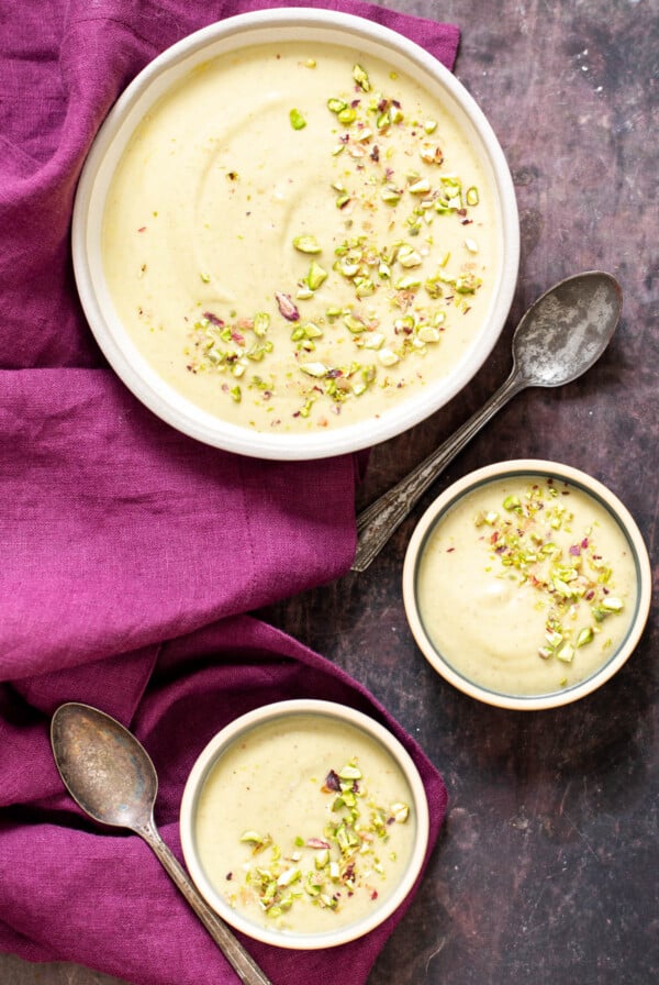 three servings of Vegan Indian Milk Pudding