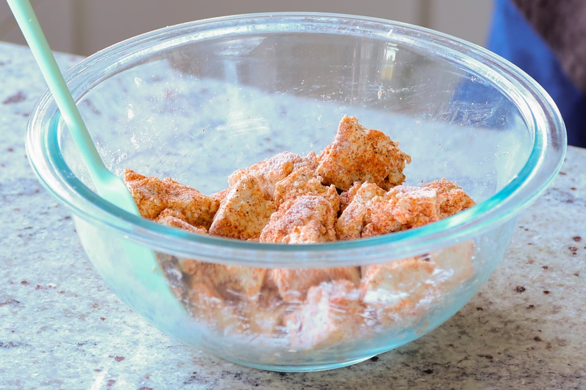 tofu tossed in the spices