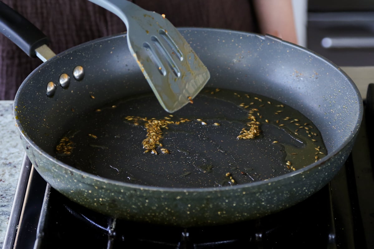 toasting cumin seeds