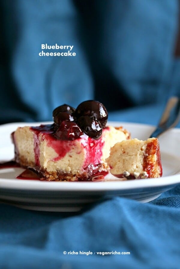 Vegan Blueberry Cheesecake #glutenfree #veganricha #vegan