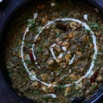 saag butter beans in the pan after cooking