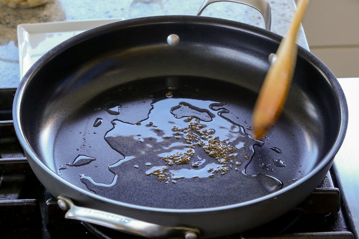 roasting the cumin seeds