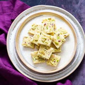 vegan almond burfi on a plate