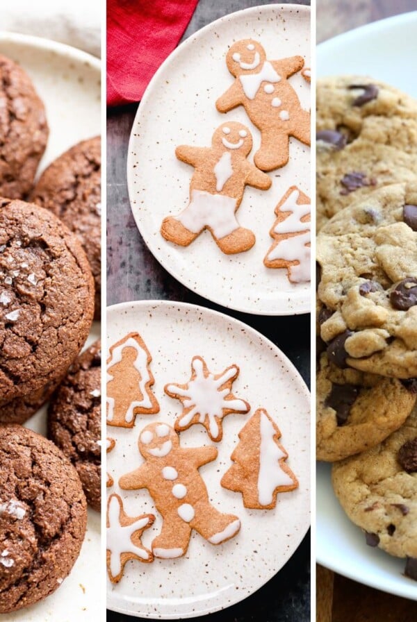 image collage of different kinds of vegan Christmas cookies