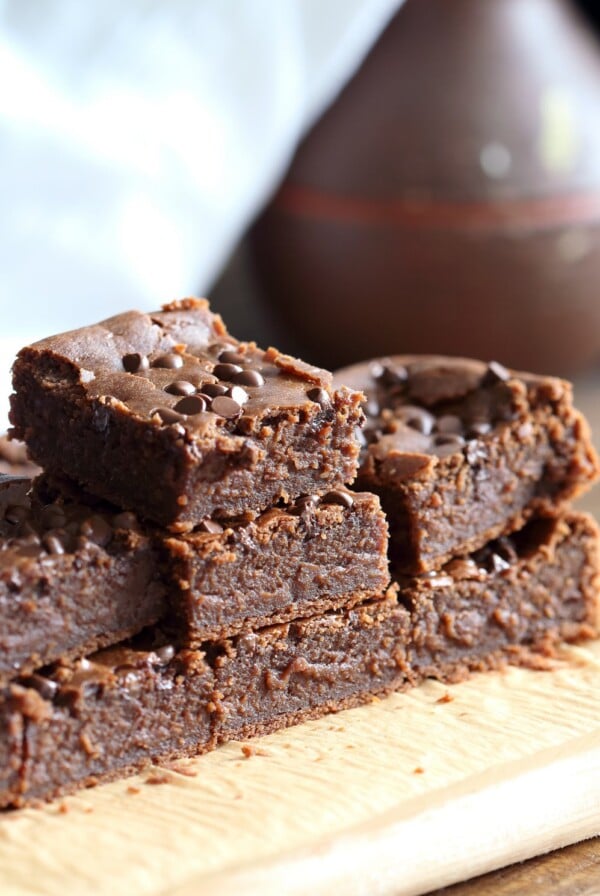 Fudgy Lentil Brownies. High Protein Brownies that dont taste beany! #Vegan #Glutenfree Recipe. Can be #Nutfree #veganricha | VeganRicha.com