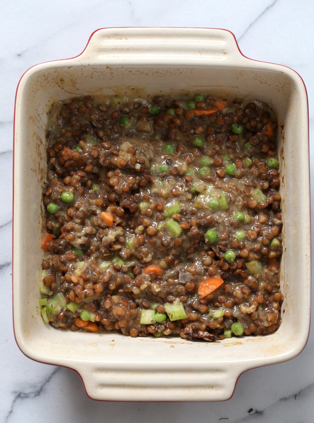 Vegan Shepherd's Pie - Mushroom and Lentil Shepherdless Pie with Gravy and Garlic mashed potatoes. #Vegan #Glutenfree #Recipe. Can be soy-free. #veganricha | VeganRicha.com