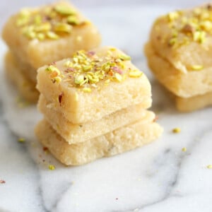 Vegan Malai Burfi (Milk Cake)- Indian Fudge Bars. Dairy free Burfi For India Festivals. #VeganRicha #Vegan #Glutenfree #Soyfree #Recipe. 