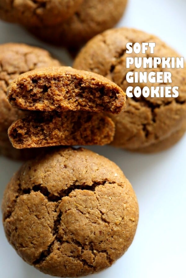 Pumpkin Ginger Snaps. Vegan Pumpkin Ginger Cookies with gingerbread spices and pumpkin. Soft Fudgy Cookies. Vegan Recipe | VeganRicha.com