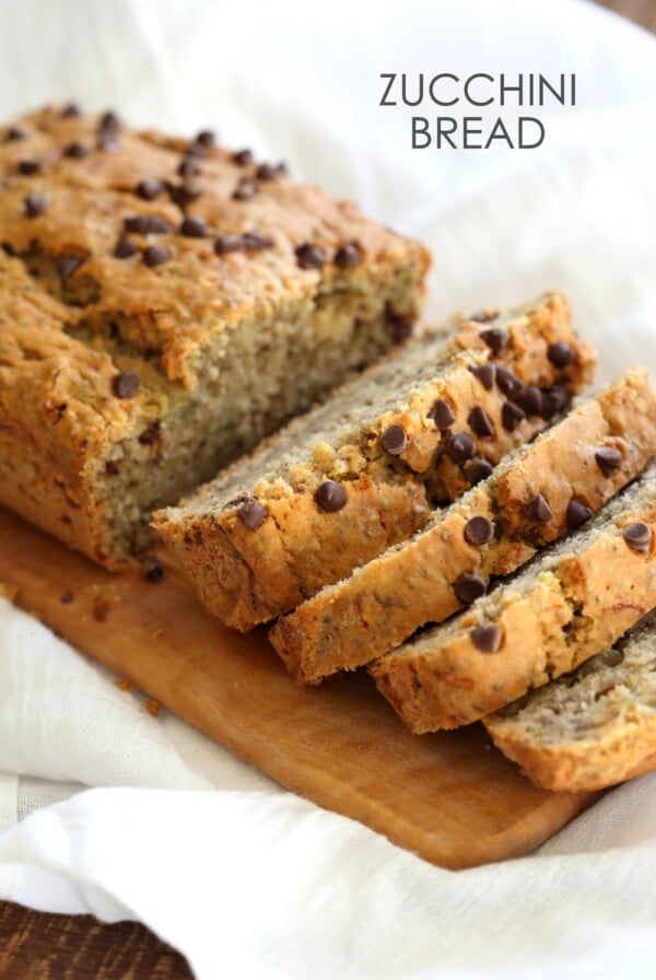 Easy Vegan Zucchini Bread. Hearty Zucchini Bread with Chia seeds and chocolate chips. Add some walnuts or other nuts for variation. #Vegan #Nutfree #Recipe #veganricha