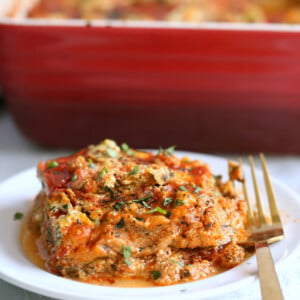 Zucchini Lasagna in a white plate